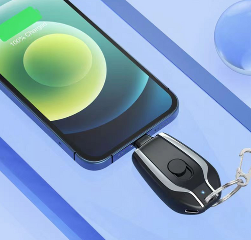 CARGADOR PORTÁTIL DE EMERGENCIA TIPO LLAVERO DE AUTO PARA ANDROID Y IPHONE